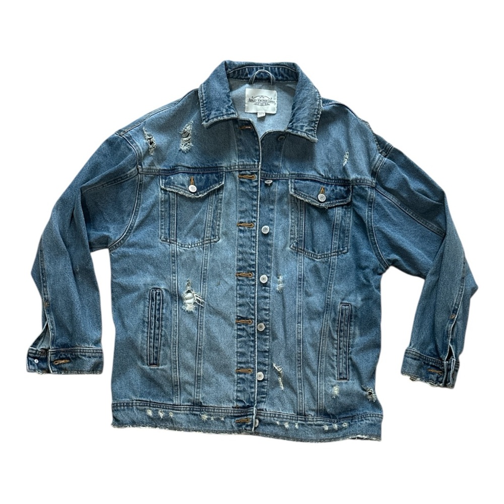 Ashley Vintage Charm Oversized Medium Wash Denim Jacket
Size small